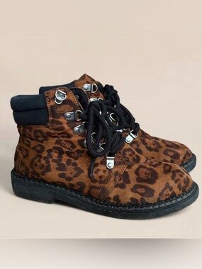 Dirty Laundry Y2K Leopard Print Lace-Up Ankle Boots - Size 9